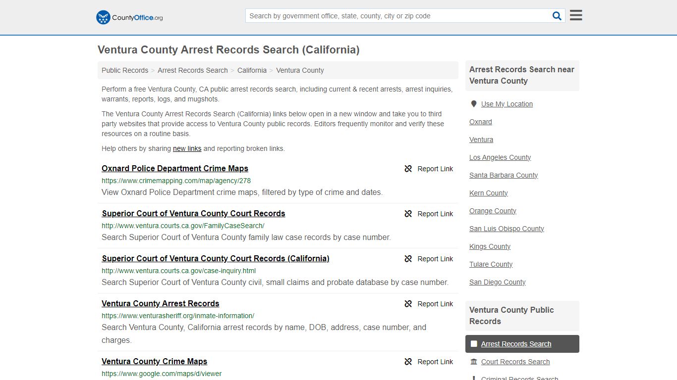 Ventura County Arrest Records Search (California) - County Office